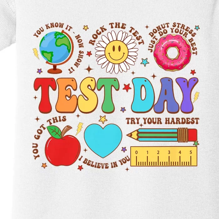 Groovy Testing Day Motivational Quotes Students Teachers Baby Bodysuit