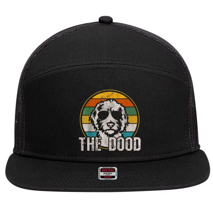 Goldendoodle The Dood Vintage Retro Dog 7 Panel Mesh Trucker Snapback Hat