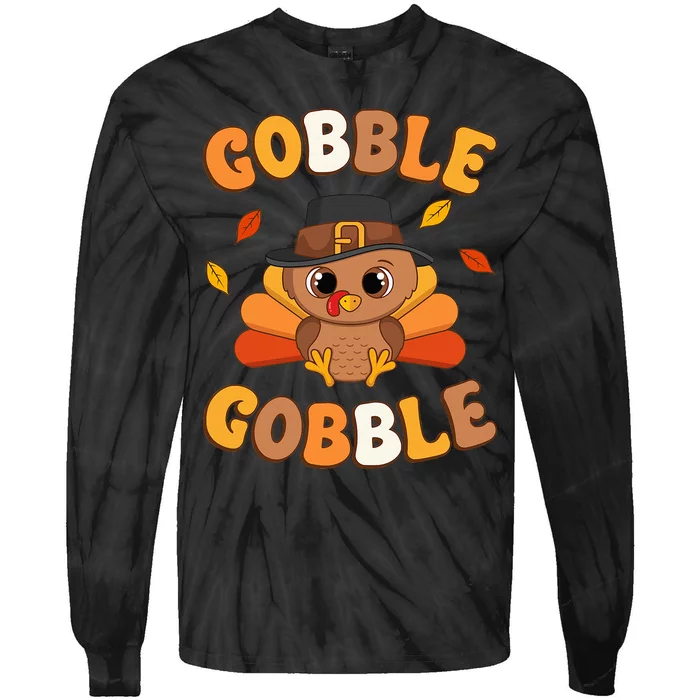 Gobble Turkey Day Happy Thanksgiving Tie-Dye Long Sleeve Shirt