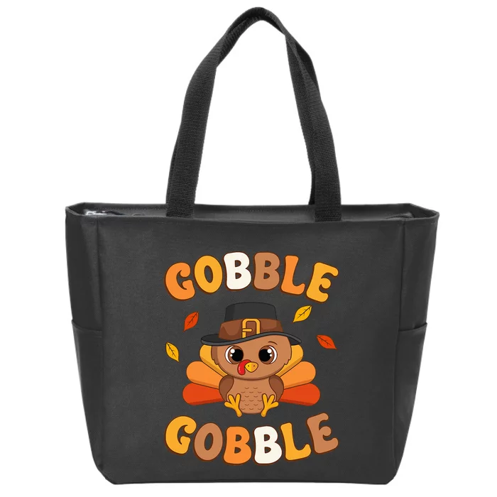 Gobble Turkey Day Happy Thanksgiving Zip Tote Bag