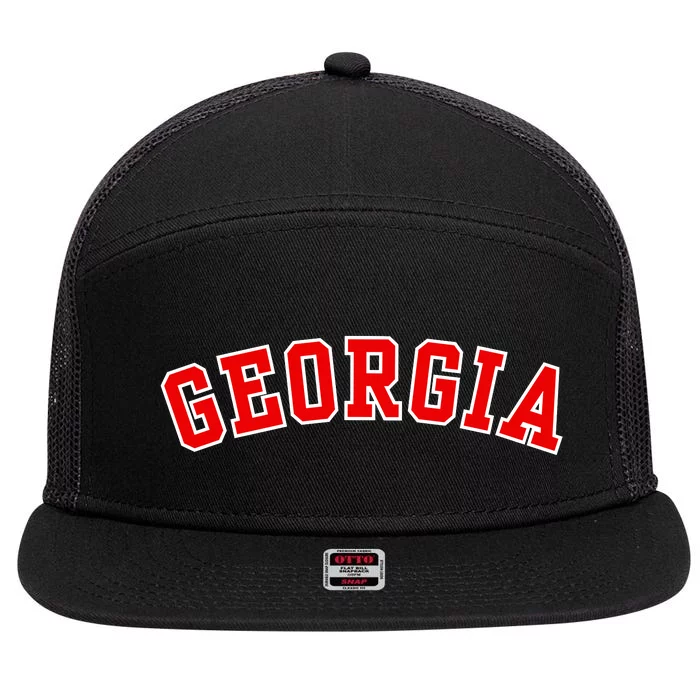 Georgia Throwback Design 7 Panel Mesh Trucker Snapback Hat