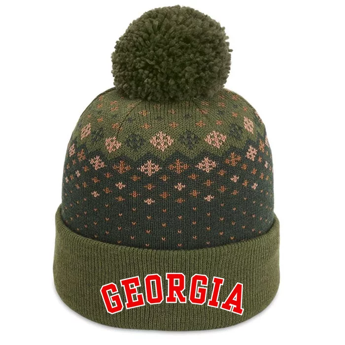 Georgia Throwback Design The Baniff Cuffed Pom Beanie