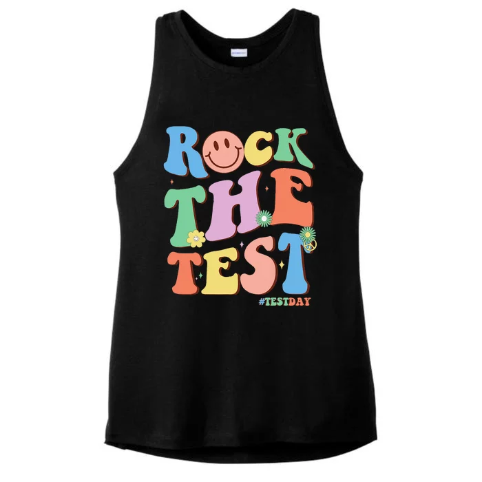 Groovy Test Day Teacher Testing Day Exam End of Year Ladies Tri-Blend Wicking Tank