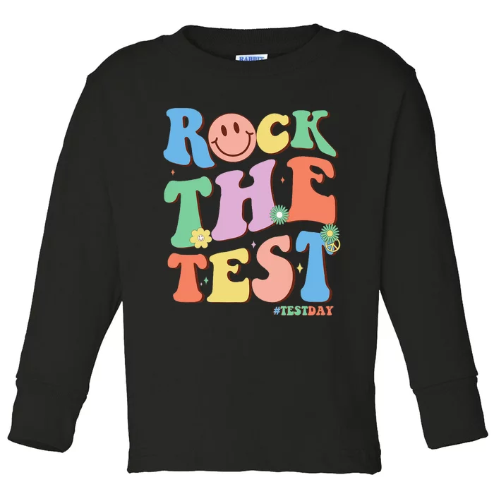 Groovy Test Day Teacher Testing Day Exam End of Year Toddler Long Sleeve Shirt