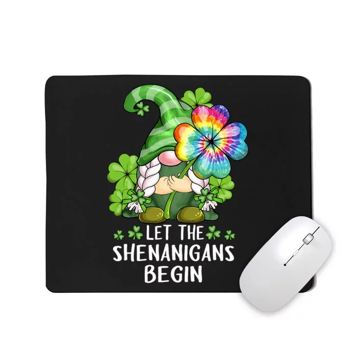 Gnome Tie Dye Shamrock Let Shenanigans Begin St Patricks Day Mousepad