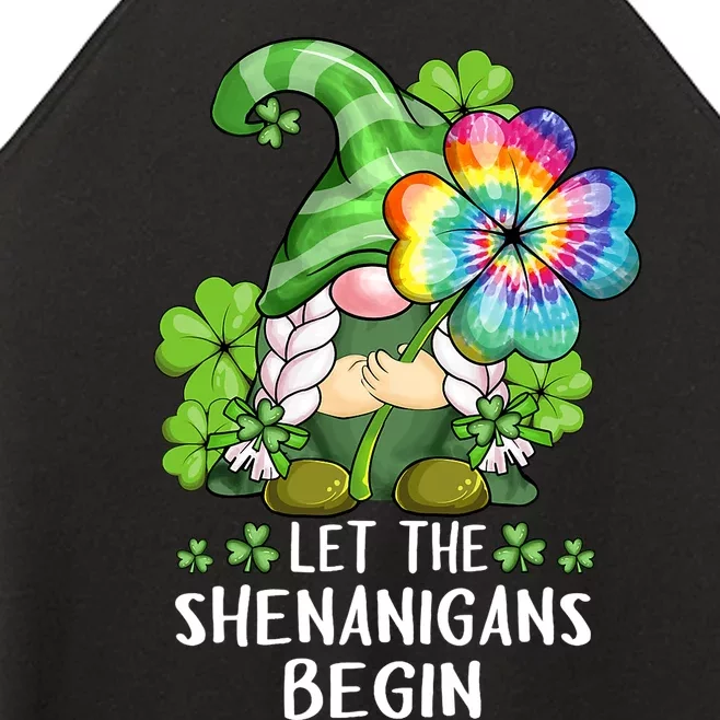 Gnome Tie Dye Shamrock Let Shenanigans Begin St Patricks Day Women’s Perfect Tri Rocker Tank