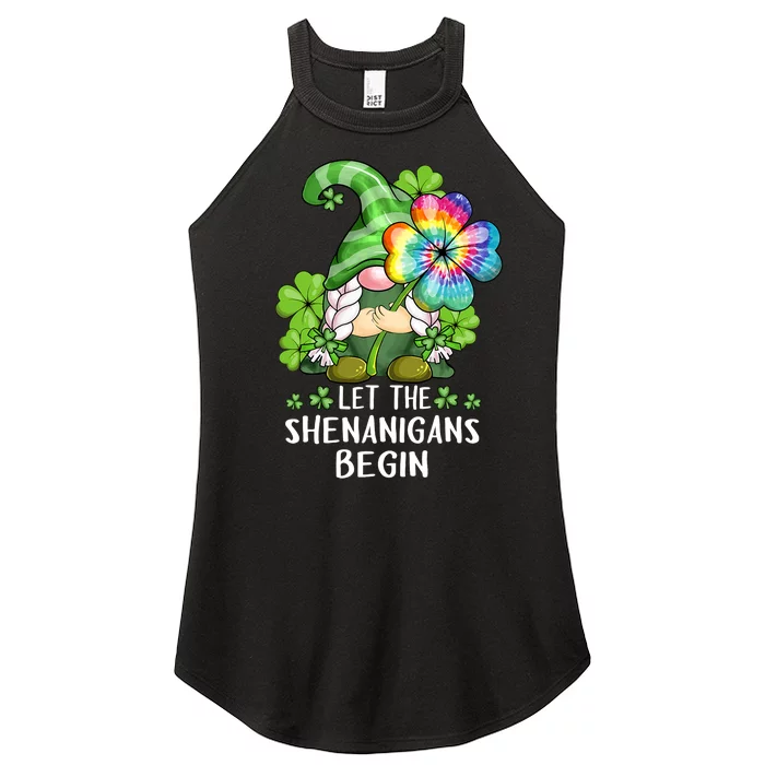 Gnome Tie Dye Shamrock Let Shenanigans Begin St Patricks Day Women’s Perfect Tri Rocker Tank