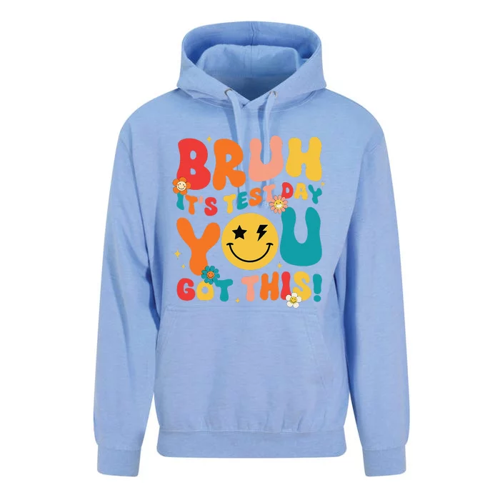 Groovy Testing Day Teacher Bruh ItS Test Day You Got This Unisex Surf Hoodie