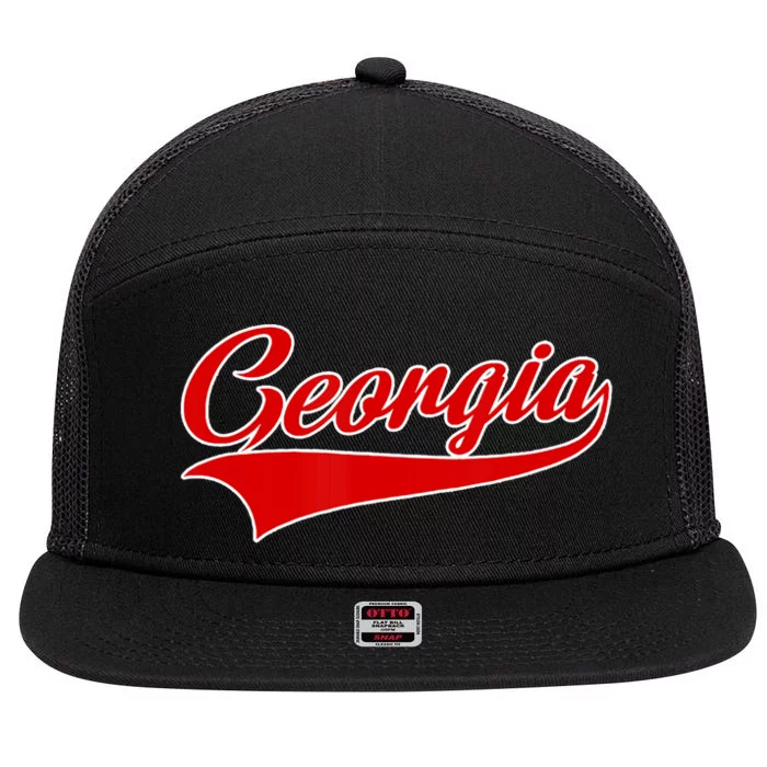 Georgia Throwback Design 7 Panel Mesh Trucker Snapback Hat