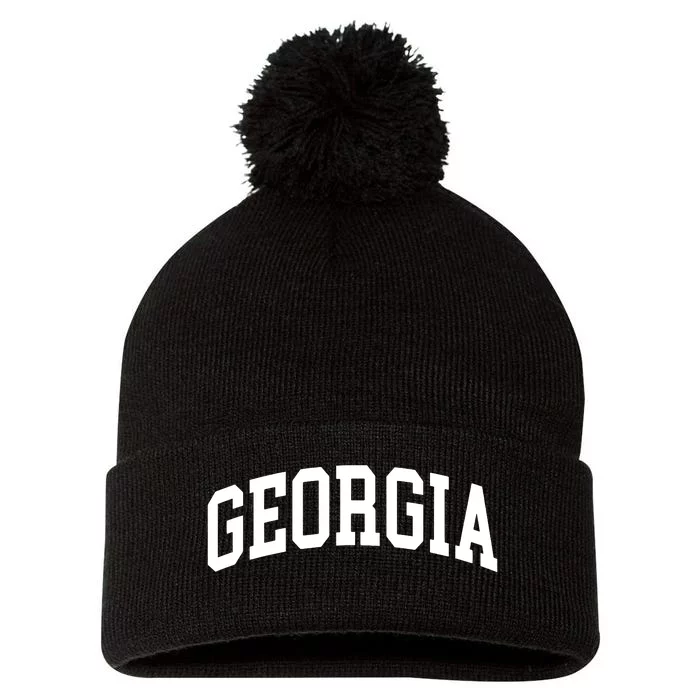 Georgia Throwback Design Classic Pom Pom 12in Knit Beanie