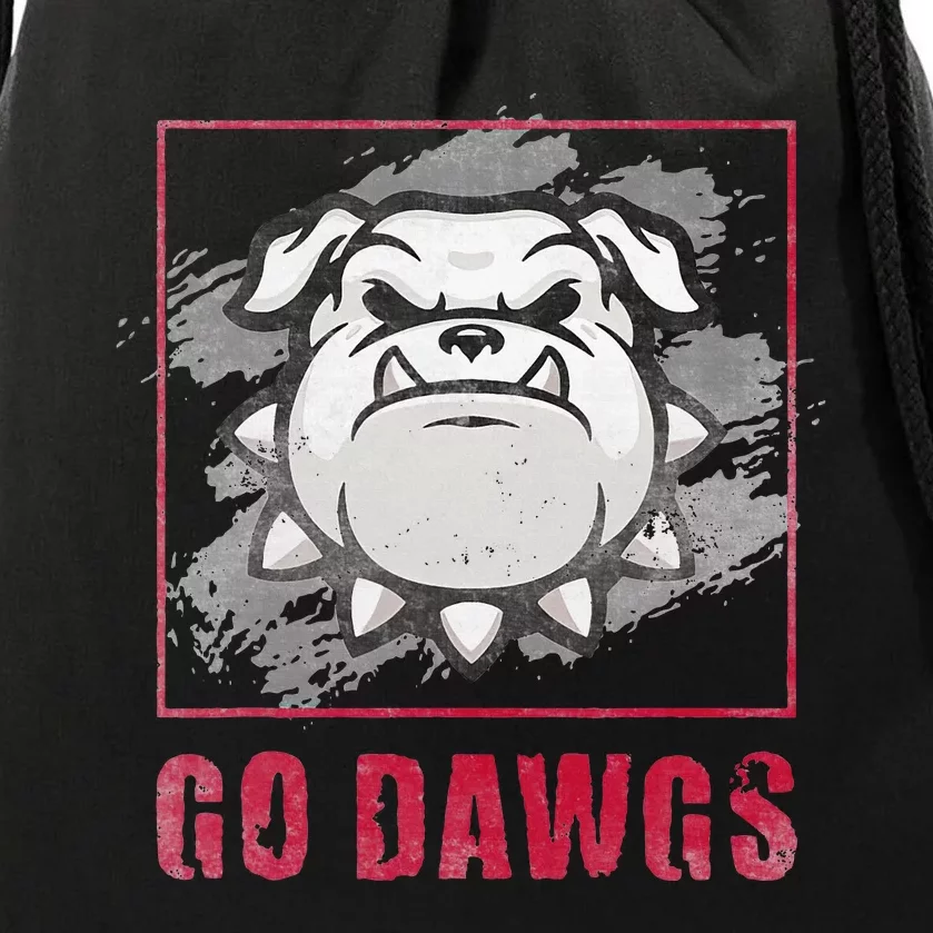 Go The Dawgs The Bulldog State Retro Design Drawstring Bag