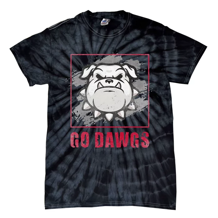 Go The Dawgs The Bulldog State Retro Design Tie-Dye T-Shirt