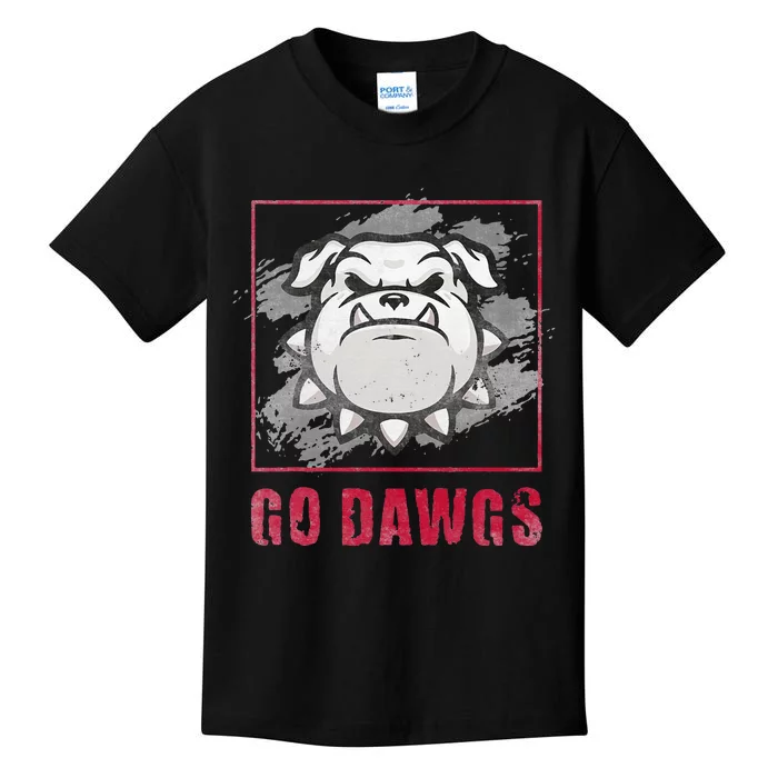 Go The Dawgs The Bulldog State Retro Design Kids T-Shirt