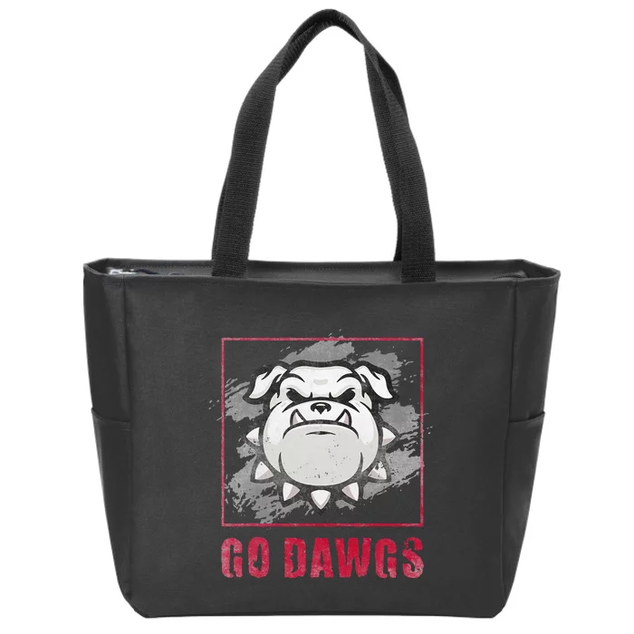 Go The Dawgs The Bulldog State Retro Design Zip Tote Bag