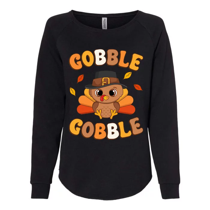 Gobble Turkey Day Happy Thanksgiving Womens California Wash Sweatshirt