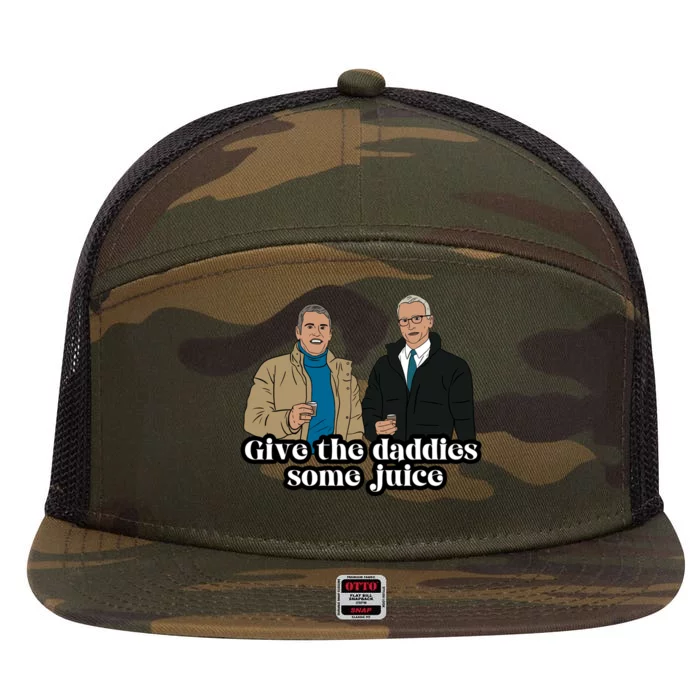 Give The Daddies Some Juice 7 Panel Mesh Trucker Snapback Hat