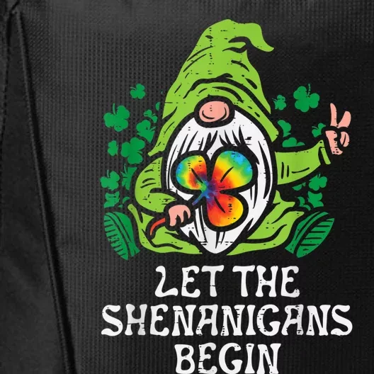 Gnome Tie Dye Shamrock Let Shenanigans Begin St Patricks Day City Backpack