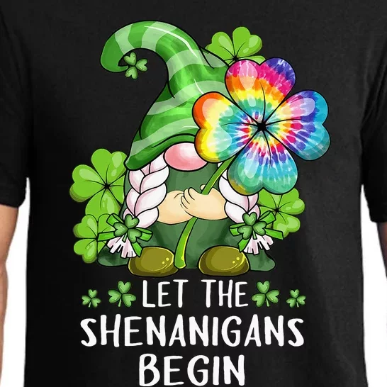 Gnome Tie Dye Shamrock Let Shenanigans Begin St Patricks Day Pajama Set