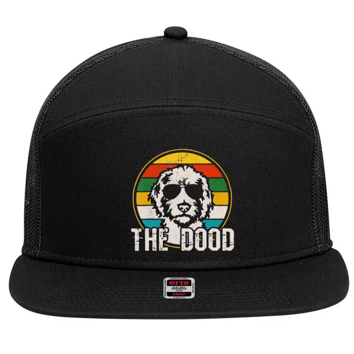 Goldendoodle The Dood Vintage Retro Dog 7 Panel Mesh Trucker Snapback Hat