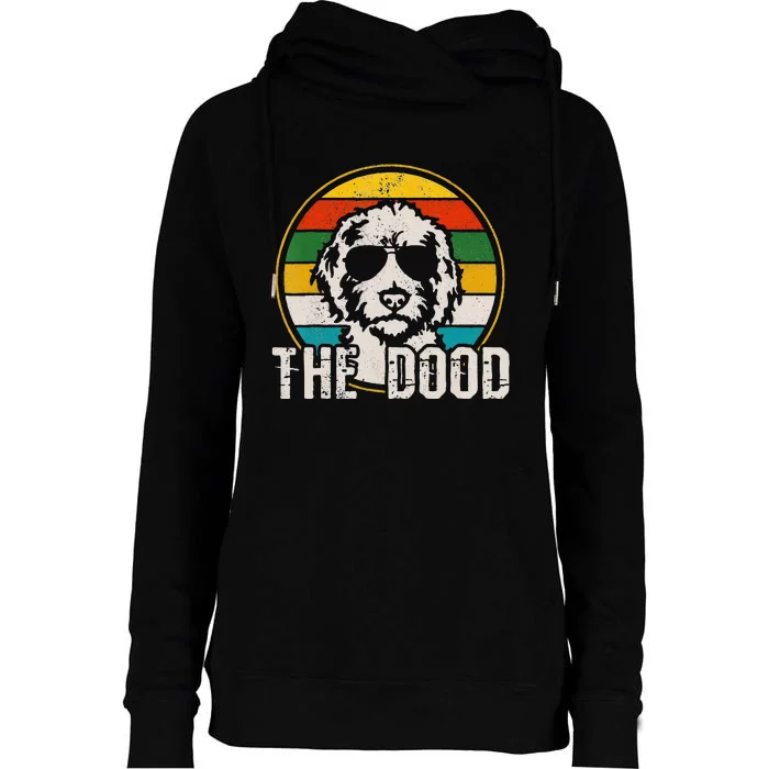 Goldendoodle The Dood Vintage Retro Dog Womens Funnel Neck Pullover Hood