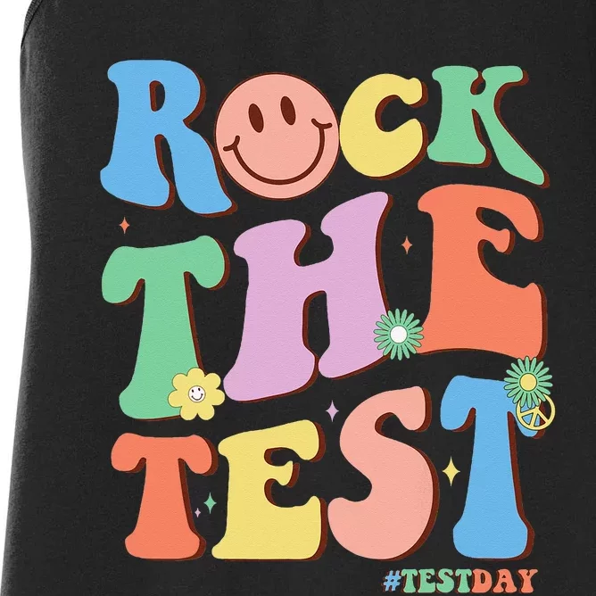 Groovy Test Day Teacher Testing Day Exam End of Year Women's Racerback Tank