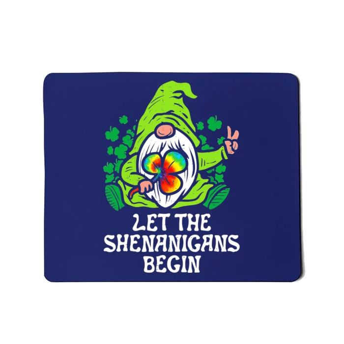 Gnome Tie Dye Shamrock Let Shenanigans Begin St Patricks Mousepad