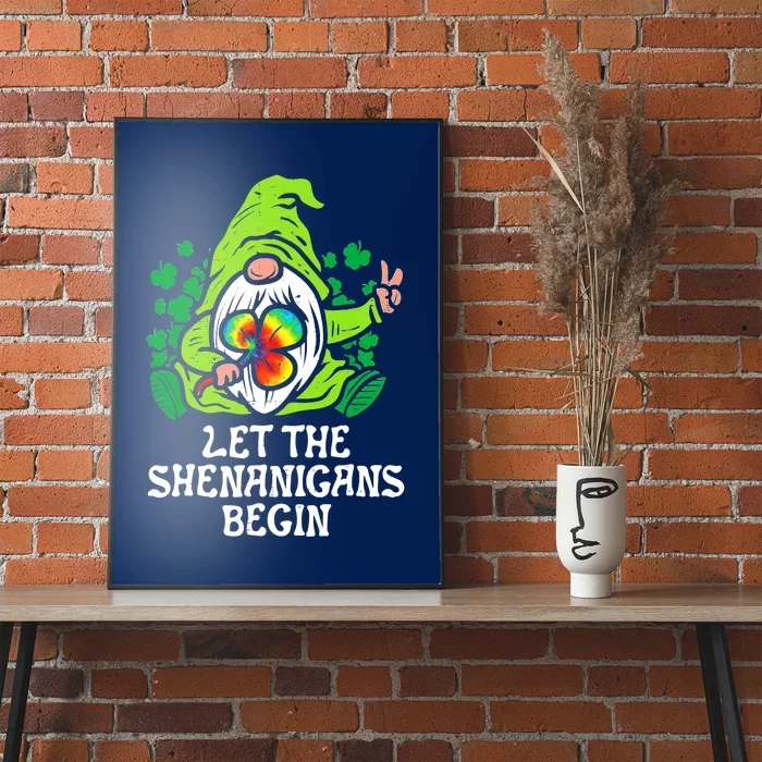 Gnome Tie Dye Shamrock Let Shenanigans Begin St Patricks Poster