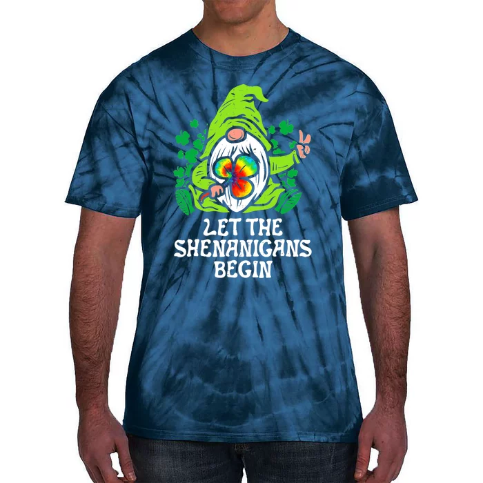 Gnome Tie Dye Shamrock Let Shenanigans Begin St Patricks Tie-Dye T-Shirt