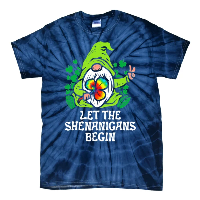 Gnome Tie Dye Shamrock Let Shenanigans Begin St Patricks Tie-Dye T-Shirt