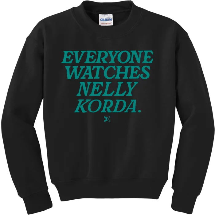 Green Togethxr Everyone Watches Nelly Korda Kids Sweatshirt