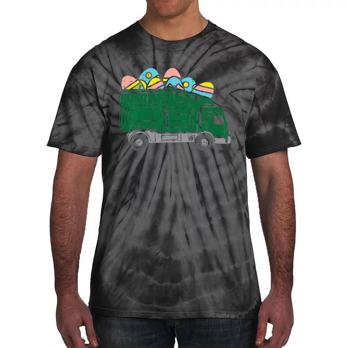 Garbage Truck Eggs Cute Easter Day Egg Hunting Tie-Dye T-Shirt