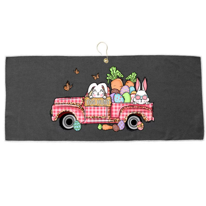 Garbage Truck Easter Bunny Egg Hunt Easter Day Large Microfiber Waffle Golf Towel