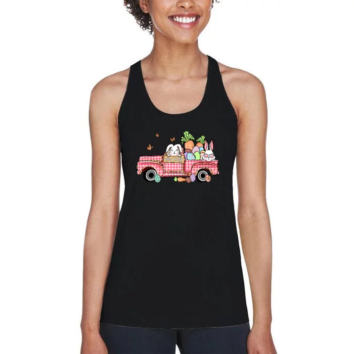 Garbage Truck Easter Bunny Egg Hunt Easter Day Women's Racerback Tank