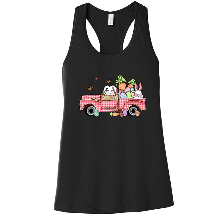 Garbage Truck Easter Bunny Egg Hunt Easter Day Women's Racerback Tank