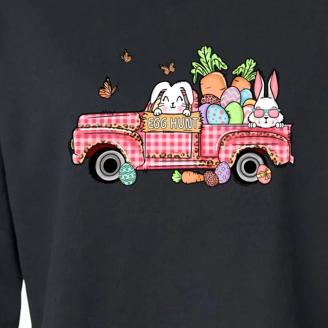 Garbage Truck Easter Bunny Egg Hunt Easter Day Cropped Pullover Crew