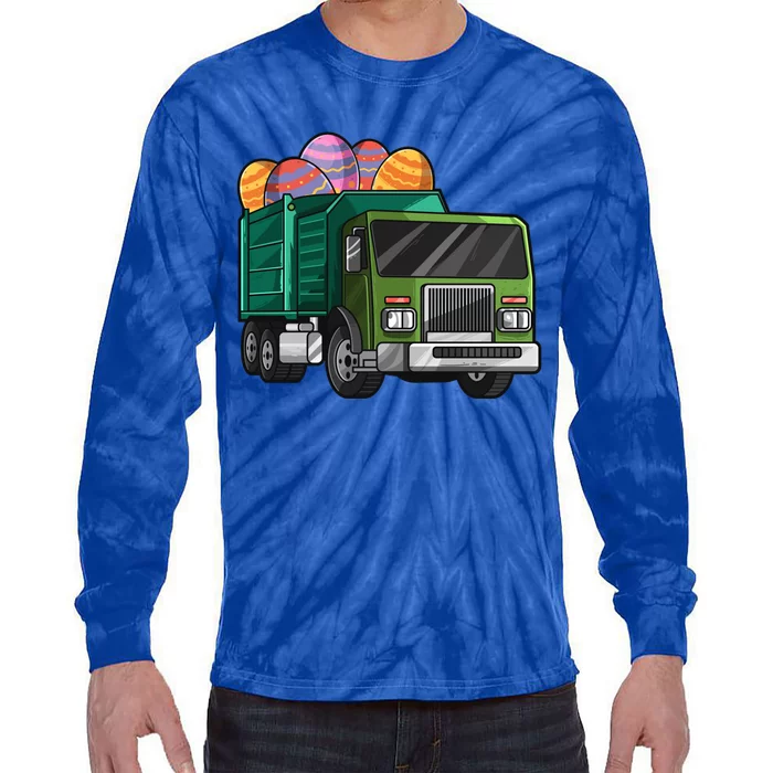 Garbage Truck Easter Easter Eggs Cool Gift Tie-Dye Long Sleeve Shirt