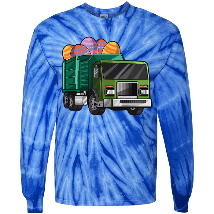 Garbage Truck Easter Easter Eggs Cool Gift Tie-Dye Long Sleeve Shirt