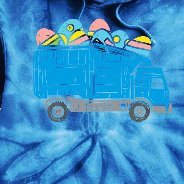 Garbage Truck Eggs Cute Easter Day Egg Hunting Gift Tie Dye Hoodie