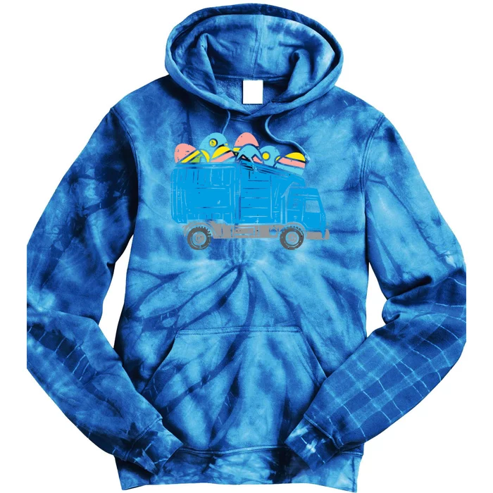 Garbage Truck Eggs Cute Easter Day Egg Hunting Gift Tie Dye Hoodie