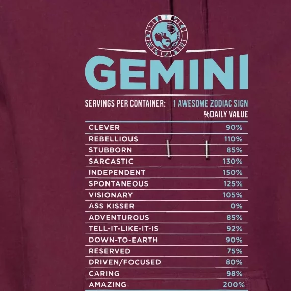 Gemini Traits Facts Horoscope Zodiac Astrological Sign Premium Hoodie