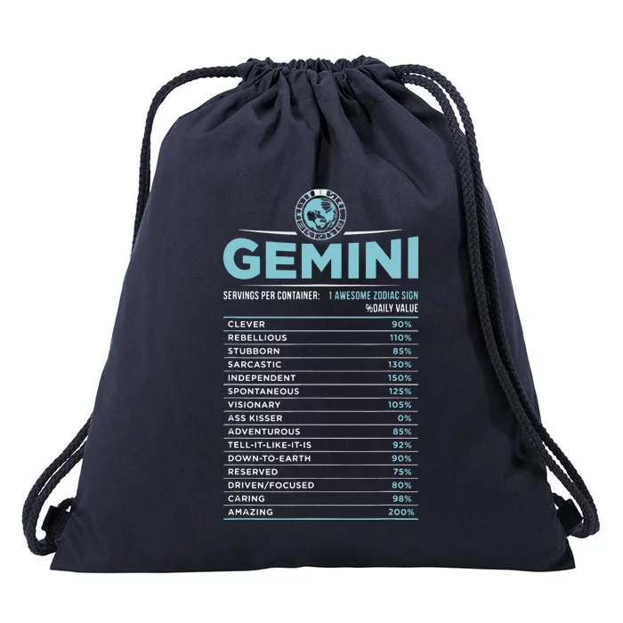 Gemini Traits Facts Horoscope Zodiac Astrological Sign Drawstring Bag