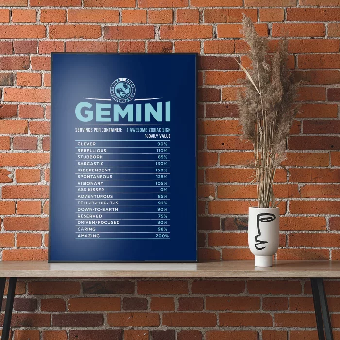 Gemini Traits Facts Horoscope Zodiac Astrological Sign Poster