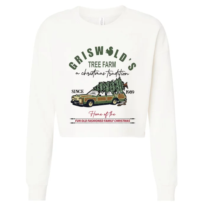 Griswold_s Tree Farm Since 1989 Christmas Tree Cropped Pullover Crew