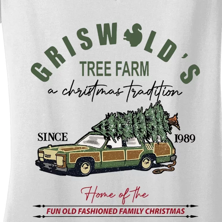 Griswold_s Tree Farm Since 1989 Christmas Tree Women's V-Neck T-Shirt