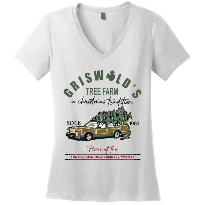 Griswold_s Tree Farm Since 1989 Christmas Tree Women's V-Neck T-Shirt