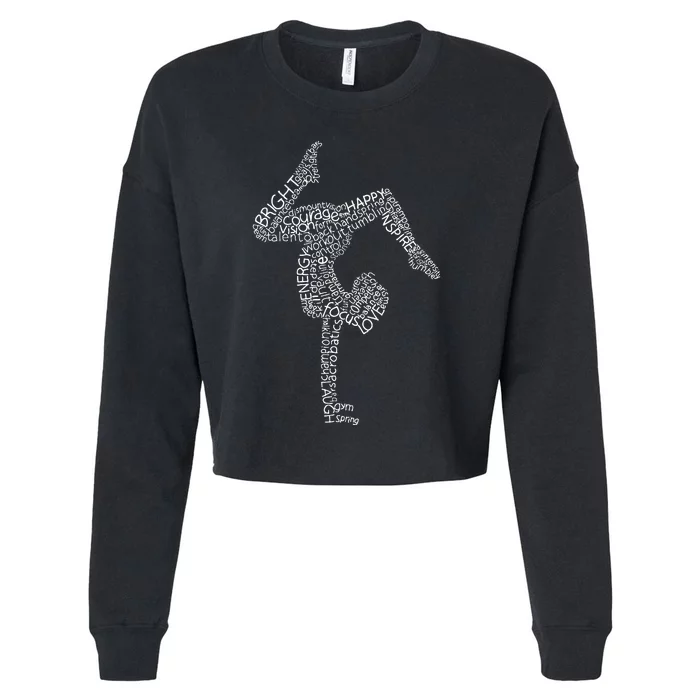 Gymnastics Typography Funny Gymnast Handstand Women Gift Cropped Pullover Crew