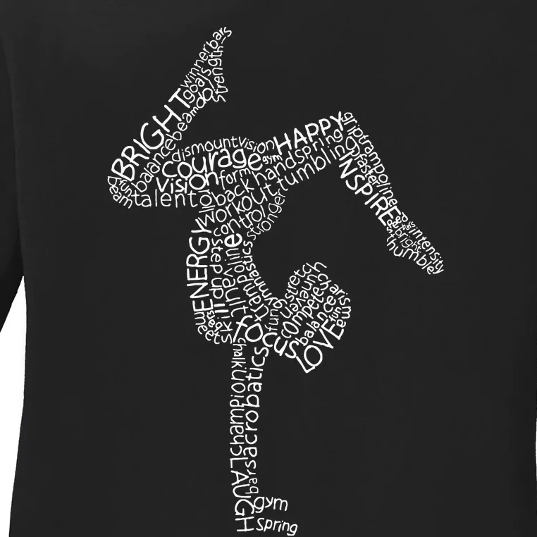 Gymnastics Typography Funny Gymnast Handstand Women Gift Ladies Long Sleeve Shirt