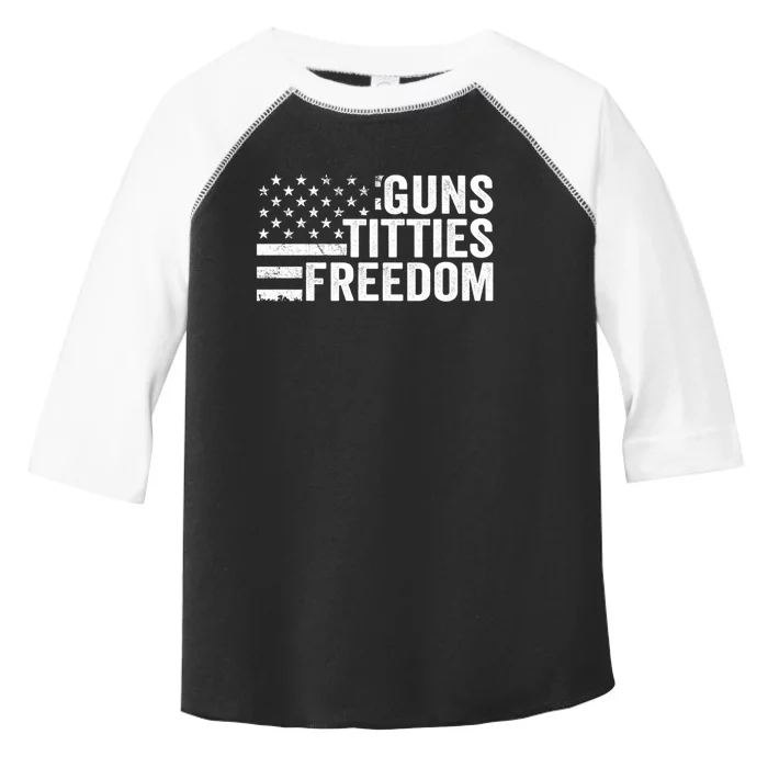 Guns Titties & Freedom Mens Funny Drinking Usa Flag Pullover Hoodie Toddler Fine Jersey T-Shirt