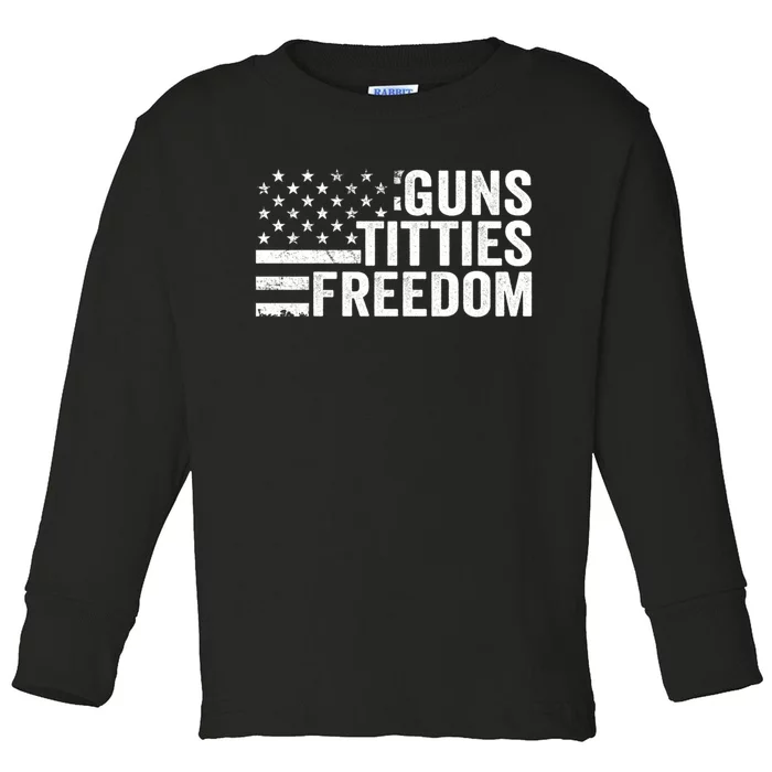 Guns Titties & Freedom Mens Funny Drinking Usa Flag Pullover Hoodie Toddler Long Sleeve Shirt