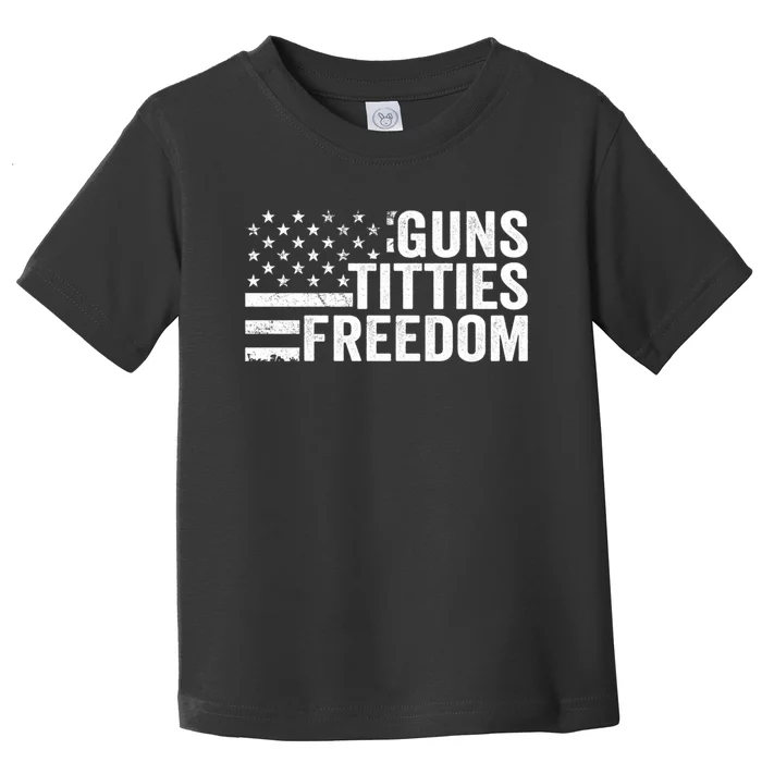 Guns Titties & Freedom Mens Funny Drinking Usa Flag Pullover Hoodie Toddler T-Shirt